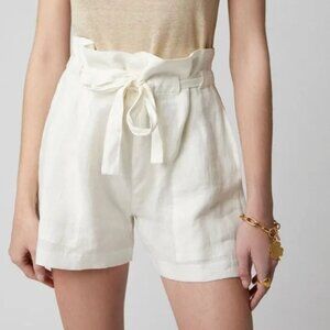 Nili Lotan Mora Natural Paper Bag Linen Shorts Size XS